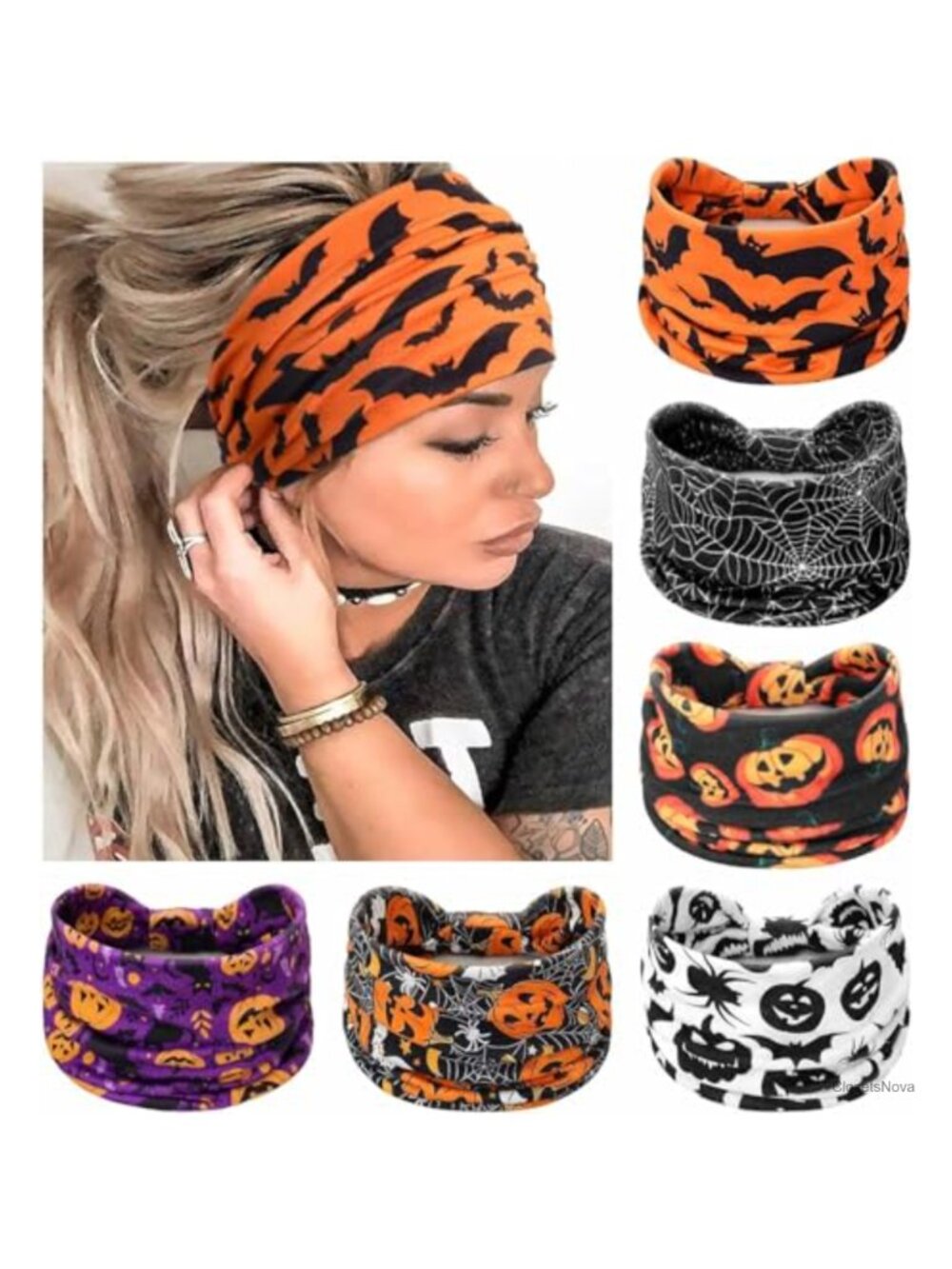 Wide Knotted Headbands 6 Pc NonSlip Elastic Polyester Spandex Hair Wraps